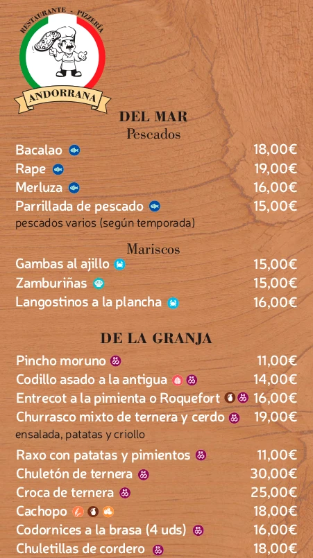 Carta Restaurante Andorrana - Monterroso (Lugo)