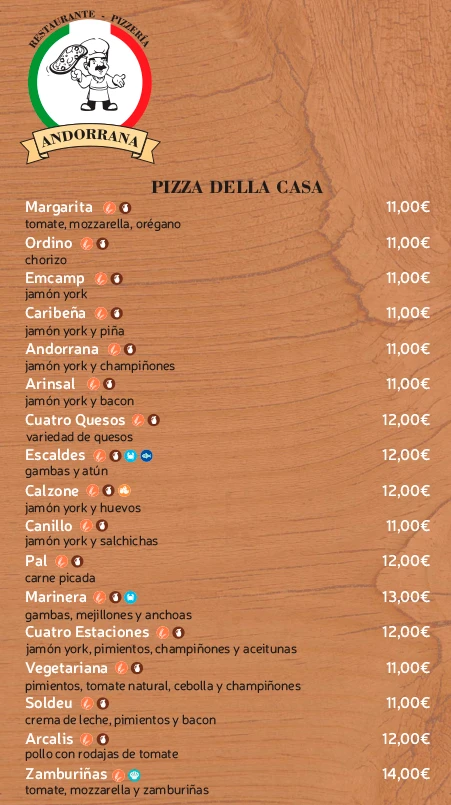 Carta Restaurante Andorrana - Monterroso (Lugo)
