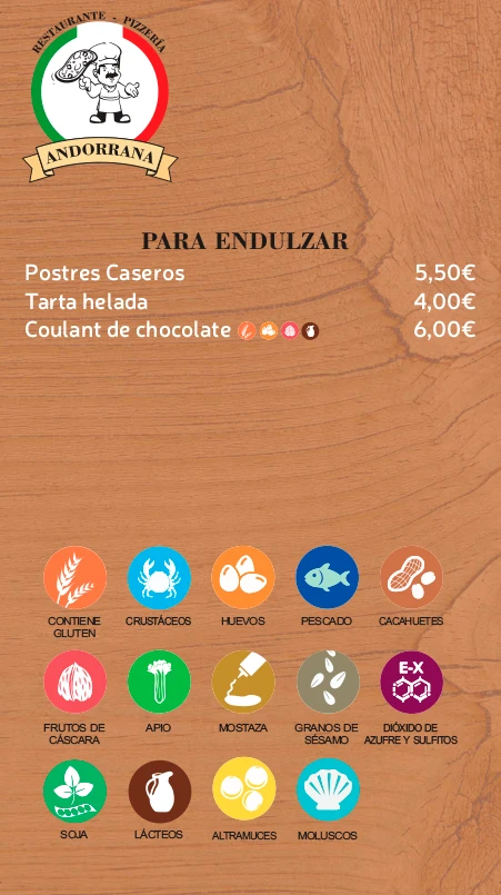 Carta Restaurante Andorrana - Monterroso (Lugo)