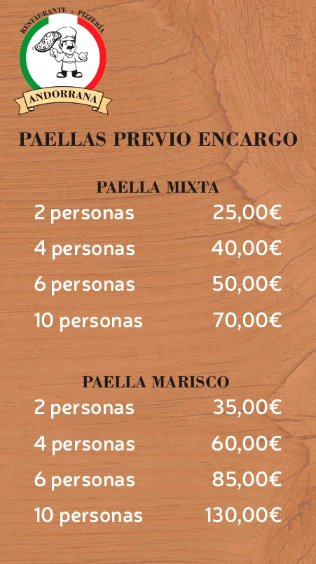 Carta Restaurante Andorrana - Monterroso (Lugo)