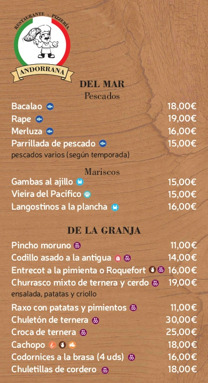 Carta Restaurante Andorrana - Monterroso (Lugo)