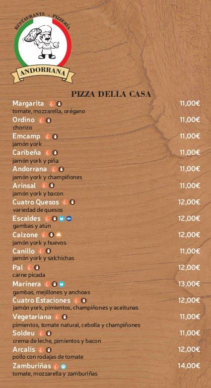 Carta Restaurante Andorrana - Monterroso (Lugo)
