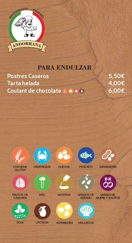 Carta Restaurante Andorrana - Monterroso (Lugo)