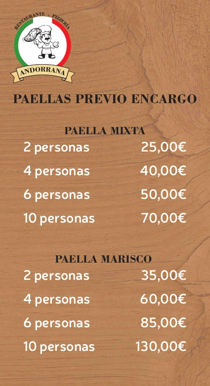 Carta Restaurante Andorrana - Monterroso (Lugo)