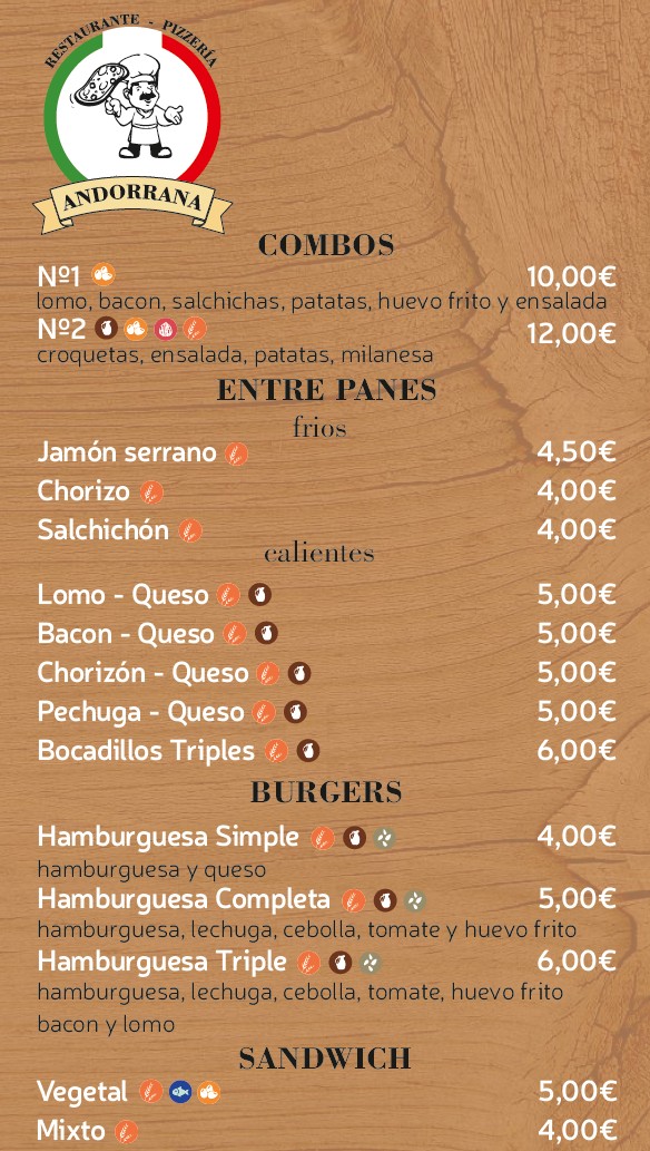 Carta Restaurante Andorrana - Monterroso (Lugo)